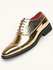 baratos Sapatos Oxford-Homens Sapatos sociais Pele PU Confortável Antiderrapante Respirável Com Cadarço Preto Dourado Outono Inverno