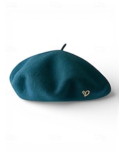 tanie Walentynki-damski beret w kształcie serca, wykonany z imitacji wełny, dostępny w wielu kolorach, idealny na prezent walentynkowy i do noszenia na co dzień