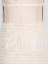 economico Piccole vestiti bianchi-Linea ad A Lunghezza al pavimento Abito Bianco Abiti per invitati a matrimoni Elegante Senza Maniche All'americana Festa in giardino Matrimonio con Arricciato