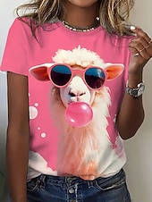 preiswerte Tiere T-Shirt-Damen T Shirt Druck Grafik Tiermotiv Vintage Stilvoll Klassisch Kurzarm Rundhalsausschnitt Rundhals Normale Oberteile Täglich Wochenende Blau Rosa Armeegrün Orange Sommer Frühling Herbst Winter