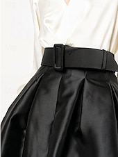 cheap A-Line Evening Dresses-A-Line Floor Length Evening Gown High Split Mother Of The Bride Long Sleeve V Neck Formal Wedding Guest Belt / Sash Satin with Pleats Slit