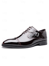 cheap Oxford Shoes-Men's Burgundy Faux Leather Monk Strap Shoes – Luxurious Design with Wingtip Detailing, Perfect for Weddings and Formal Celebrations
