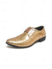 cheap Derby Shoes-Men's Blue Patent Leather Crocodile Print Slip-on Shoes - Elegant Formal Footwear for Business and Evening Gatherings and Weddings