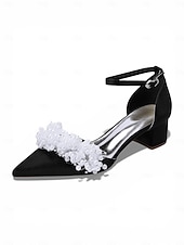 abordables novia-Women's Ivory Pearl Embellished Ankle Strap Heels, Elegant Pointed-Toe Bridal Shoes for Modern City Wedding