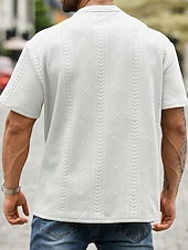 preiswerte Basic-T-Shirts-Herren T Shirt T-Shirt Kurzarm Rundhalsausschnitt Sommer Frühling Frühling &amp; Sommer Einfarbig Geometrisch Texture Streetwear Stilvoll Lässig Jacquard Lässig Täglich Outdoor Weiß Schwarz Rosa Top