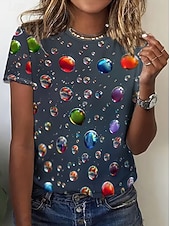 abordables Camiseta de Arte &amp; Diseño-Mujer Camiseta Estampado Graphic Abstracto Vintage Elegante Clásico Manga Corta Cuello Barco Tops regulares Diario Fin de semana Azul Piscina Gris Oscuro Verano Primavera