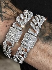 billiga Herrsmycken-Herrarmband i legeringskedja med alfabetets initialer – personligt kristallbesatt armband för alla hjärtans dag, bröllop och presenter