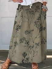 ieftine Pantalonii-Pentru femei Casual Maxi Talie medie Fuste Floral Floral Inelastic Zilnic Vacanță Maro Albastru Închis Alb+Albastru Bej Vară