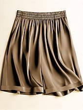 זול מכנסי ברמודה-בגדי ריקוד נשים מכנסי ברמודה חוצפני צ'ינו שורטים אלגנטית חופשה וינטאג' באורך מלא מותניים גבוהים צבע אחיד טלאים חגורה גמישה נוח נושם קשיח יומי בָּחוּץ חופשה שחור נייבי כהה קפה אפור קיץ אביב