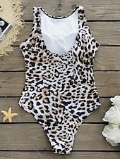 halpa Yksiosaiset uimapuvut-Naisten Uima-asut Yksi kappale Monokini Alushousut Uimapuku Vatsatuki Korkea vyötärö Ohut Avoin selkä Loma Ranta-asut Kuvitettu Eläin Pyöreä kaula-aukko Hihaton Uimapuvut