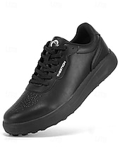 voordelige Heren Golf Schoenen-Witte golfschoenen voor heren zonder spikes, ademend bovenwerk, stabiele gripzool, minimalistische sportstijl voor golfbanen en casual gebruik.