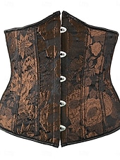 preiswerte Korsetts-Damen Formende Unterwäsche Mode Retro Lässig Blumen Knöpfe Täglich Heim Urlaub Ärmellos Schulterfrei Gelb Braun Sommer Frühling Herbst Normale Passform