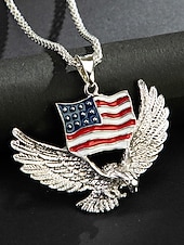  Az Egyesült Államok 250. évfordulós Férfi Ötvözet Nyaklánc Sas és Amerikai Zászló Medállal Arany és Ezüst Színben Ideális a Függetlenség Napjára és Ünnepségekre