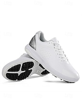 Недорогие Мужская обувь для гольфа-Белые мужские туфли для гольфа с амортизацией, легкие и дышащие, идеально подходят для игры в гольф и занятий спортом на открытом воздухе.