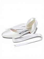 baratos Dama de honra-Sapatilhas femininas multicoloridas de cetim com amarração no tornozelo, elegantes sapatos de bico fino para damas de honra em casamentos ao ar livre no gramado.