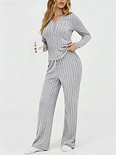 abordables Trajes de blusa para mujer-Mujer Conjuntos de dos piezas Conjuntos de pantalones Bolero Manga Larga Escote en Pico Color sólido Elegante Moda Ropa de calle Casual Diario Exterior Negro Vino Morado Primavera Ajuste regular
