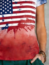 economico Magliette Giorno dell’Indipendenza-Giorno dell'Indipendenza Americana Per donna Maglietta Stampato Grafico Bandiera Americana Elegante Classico Casual Manica Corta Girocollo Top Regolari Quotidiano Sportivo Uscire Blu Estate Primavera