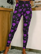 voordelige -Dames Leggings Gezellige leggings Vakantie Casual Volledige lengte Hoge taillePantsValentijnsdag Hart Grafisch Opdrukken Comfort Comfortabel Rekbaar Casual Dagelijks Vakantie Wit Blozend Roze Rood