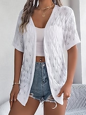 economico Bluse Semplici-Per donna Tunica Top estivi Blusa Top traforato Traforato Semplice Elegante Classico Moderno Manica Corta Top lunghi Quotidiano Ferie Uscire Bianco Rosa Cachi Estate Primavera
