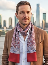 お買い得  メンズネクタイ＆蝶ネクタイ-メンズペイズリープリントスカーフ、マルチカラーパターンのポリエステル軽量ネックスカーフ、男性用のクラシックでエレガントなスタイル、普段着、ビジネスカジュアル、パーティー、季節のスタイリングに最適