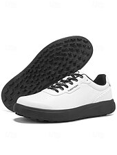 voordelige Heren Golf Schoenen-Witte golfschoenen voor heren zonder spikes, ademend bovenwerk, stabiele gripzool, minimalistische sportstijl voor golfbanen en casual gebruik.