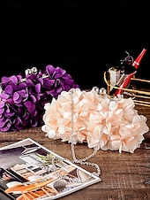 cheap Wedding Accessories-Women's Polyester Floral Clutch Bag with Short Chain Strap, Elegant 3D Petal Design, Multicolor Options, Lightweight Evening Handbag, Perfect for Weddings, Parties &amp; Formal Events