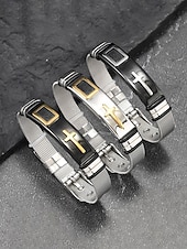 halpa Miesten korut-Miesten ruostumattomasta teräksestä valmistettu ristirannekoru – useita värivaihtoehtoja, kestävä ja tyylikäs, täydellinen rentoon ja arkeen