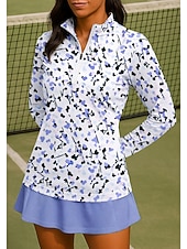 Χαμηλού Κόστους Γυναικείο πουκάμισο-Γυναικεία Άνθινο Σποτ Ομίχλης Πουκάμισο Αθλητικό πουκάμισο Φανέλα POLO Πουκάμισο τένις Μακρυμάνικο Φερμουάρ Λουλουδάτο UPF50+ Ανθεκτικό στην υπεριώδη ακτινοβολία Υψηλή Ελαστικότητα Ύγρανση Αναπνέει