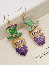 levne Příslušenství-Dámské náušnice s motivem Mardi Gras – materiál slitina, k dispozici v různých designech, ideální pro oslavy a festivaly Mardi Gras