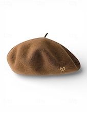 tanie Walentynki-damski beret w kształcie serca, wykonany z imitacji wełny, dostępny w wielu kolorach, idealny na prezent walentynkowy i do noszenia na co dzień