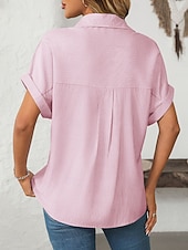 Χαμηλού Κόστους Μπλούζες &amp;amp; Πουκάμισα-Γυναικεία Πουκάμισο Μπλούζα Κουρελού Κουμπιά Γραφική Σκέτο Βίντατζ Στυλάτο Καθημερινό Κοντομάνικο Μανίκι Νυχτερίδα Κολάρο Πουκαμίσου Κανονικά μπλουζάκια Μακριές μπλούζες Καθημερινά Αργίες Εξόδου