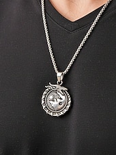 cheap Men's Jewelry-Men's Viking Style Alloy Necklace – Dragon and Wolf Pendant, Yin-Yang Design, Perfect for Casual Everyday Wear