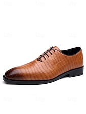 ieftine Pantofi Oxford-Pantofi Oxford maro pentru bărbați din piele ecologică – stil clasic pentru nunți formale, evenimente de afaceri și ocazii speciale