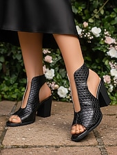 billiga Bröllopsgäst-Vita vävda sandaler med blockklack för kvinnor - eleganta klänningsskor med peep toe och utskurna detaljer för bröllopsgäster, bekväma pumps med mellanhög klack för trädgården &amp;utomhus sommarbröllop