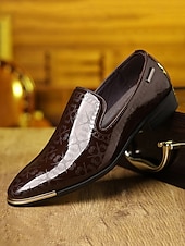 abordables Mocassins-Chaussures habillées pour homme en similicuir marron, à enfiler – design élégant en relief, confort optimal, parfaites pour les mariages, les événements formels et le bureau.