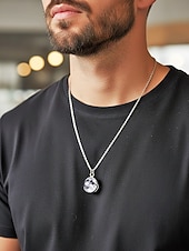 billige Menns smykker-planetanhengskjede for menn, smykker i legering og glasskuppel, flere design med solsystemet, minimalistisk kosmisk stil for hverdagsbruk og gaveiding