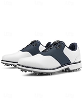 baratos Sapatos de Golfe Masculinos-Sapatos de golfe masculinos brancos, construção leve e respirável, sola com aderência estável, estilo esportivo e elegante para campos de golfe e atividades ao ar livre.
