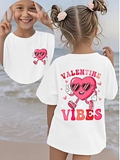 cheap Girl's 3D Playful Humor-Valentines Girls' 3D Heart Graphic T shirt Tee Short Sleeve 3D Print Summer Spring Sports Fashion Streetwear Kids 4-12 Years Crew Neck Casual Daily Outdoor Regular Fit