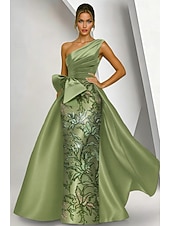  Linha A Tubinho Longo Bordado com miçangas Vestido formal Vestido para a mãe da noiva Vestidos de noite Vestido de baile com sobressaia Elegante Brilhante Floral Sem Manga Assimétrico Casamento Formal