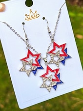  Az Egyesült Államok 250. évfordulós női hazafias csillag ékszerszett ötvözet nyaklánc és fülbevalók piros-fehér-kék kristály mintával felvonulások és ünnepi rendezvények