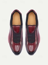 cheap Dress Sneakers-Men's Burgundy Leather Wedding Shoes – Elegant Slip-On Design with Premium Finish, Ideal for Weddings, Formal Events and Special Occasions