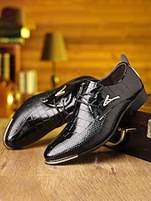 economico Scarpe Derby-scarpe oxford da uomo in similpelle marrone con stampa coccodrillo – design di alta qualità per matrimoni, eventi aziendali e occasioni formali