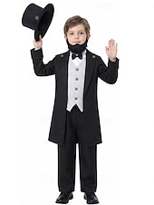  Set 250e anniversaire des États-Unis Rétro Vintage Médiéval Tenues Manches longues Lincoln Déguisement Garçons Costume de Carnaval Carnaval Jour de l'indépendance Mascarade 4 juillet Enfant Costume