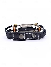 cheap Bracelets &amp; Bangles-Thick Chain Weave Fashion Personalized Leather Bracelet Jewelry Black For Daily Gift Holiday