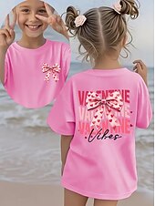 cheap Girl's 3D Playful Humor-Valentines Girls' 3D Graphic Bow tie T shirt Tee Short Sleeve 3D Print Summer Spring Sports Fashion Streetwear Kids 4-12 Years Crew Neck Casual Daily Outdoor Regular Fit