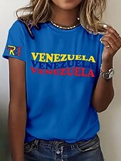 economico Maglietta di Umorismo &amp; Citazioni-Per donna Maglietta Stampato Grafico Lettera Elegante Classico Casual Manica Corta Girocollo Top Regolari Quotidiano Blu Nero Bianco Grigio Estate Primavera