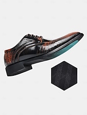 abordables Zapatos Derby-Zapatos de vestir oxford negros y marrones para hombre con textura de cocodrilo: zapatos formales de piel sintética para negocios, bodas y fiestas