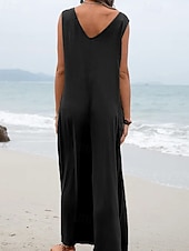 economico Tuta-Per donna Normale Tuta Attivo Tinta unica Senza Maniche Gamba larga Scollo a V Tasca Quotidiano Vacanza Vestibilità comoda Nero Rosa Verde Estate