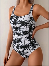 Χαμηλού Κόστους Ολόσωμα μαγιό-Γυναικεία Μαγιό Ενα κομμάτι Μαγιό Μονοκίνι Υψηλή περικοπή Μαγιό Έλεγχος κοιλιάς Ψηλή Μέση Εξώπλατο Διακοπές Ρούχα παραλίας Γραφική Τροπικό Λαιμόκοψη U Αμάνικο Μαγιό