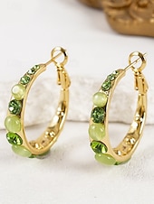levne Dámská náušnice-Dámské kruhové náušnice s drahokamy a kamínky – více barev, materiál ze slitiny, elegantní design, ideální na dovolenou a párty